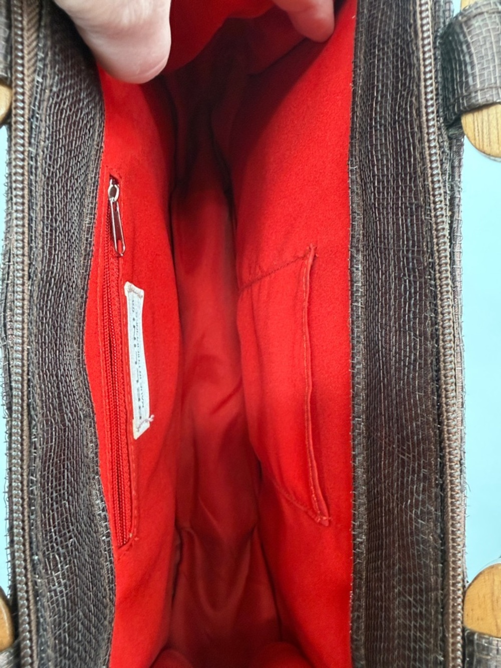 Vintage Bellini Wood Handled Clutch Handbag - Picture 7 of 16